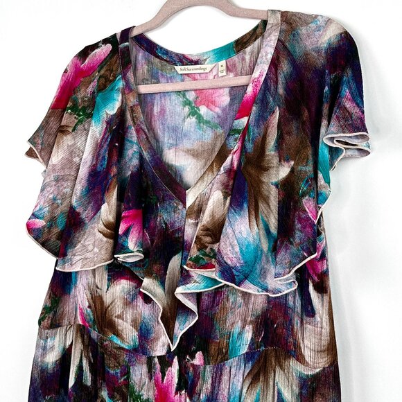 Soft Surroundings | Floral Ruffle Maxi Dress | Tiered Flowy Bohemian | Size XL - Picture 3 of 11